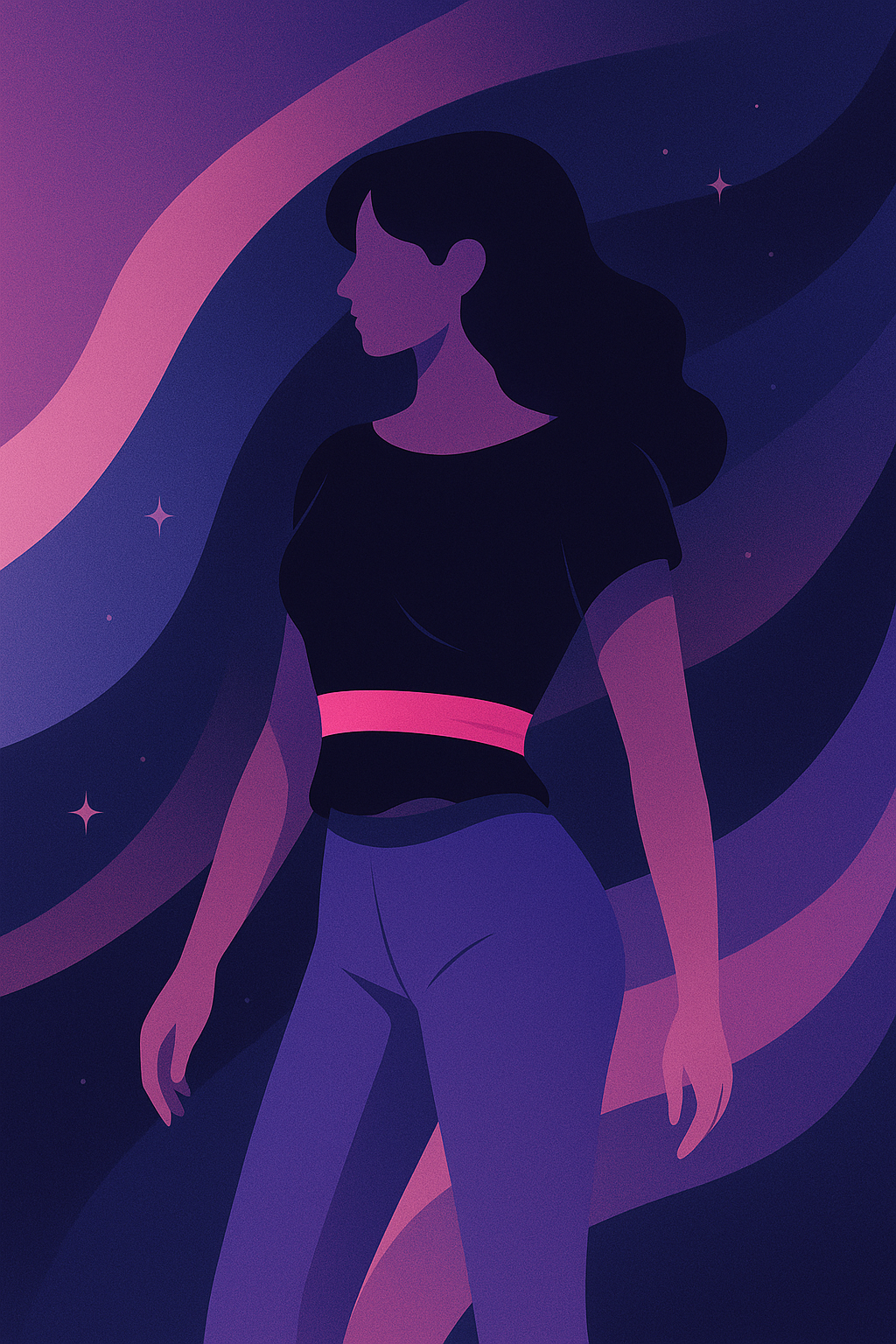 Ilustración estilizada de mujer usando la Banda de Estilo